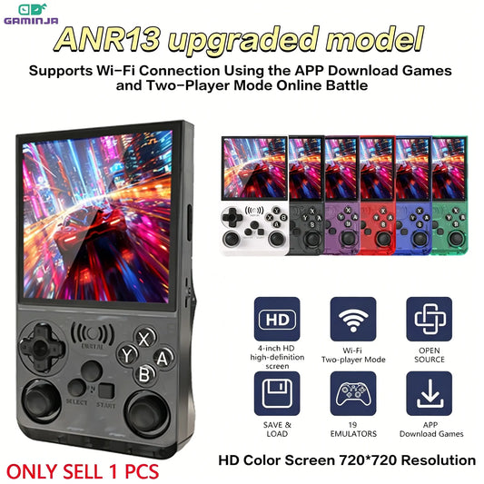 GAMINJA Online Handheld Game Console, 4-Inch HD Screen, 19+ Emulators, Online Battle & Game Download, 3500Mah Long Battery Life, Retro Portable Gaming Device, Portable Gaming System