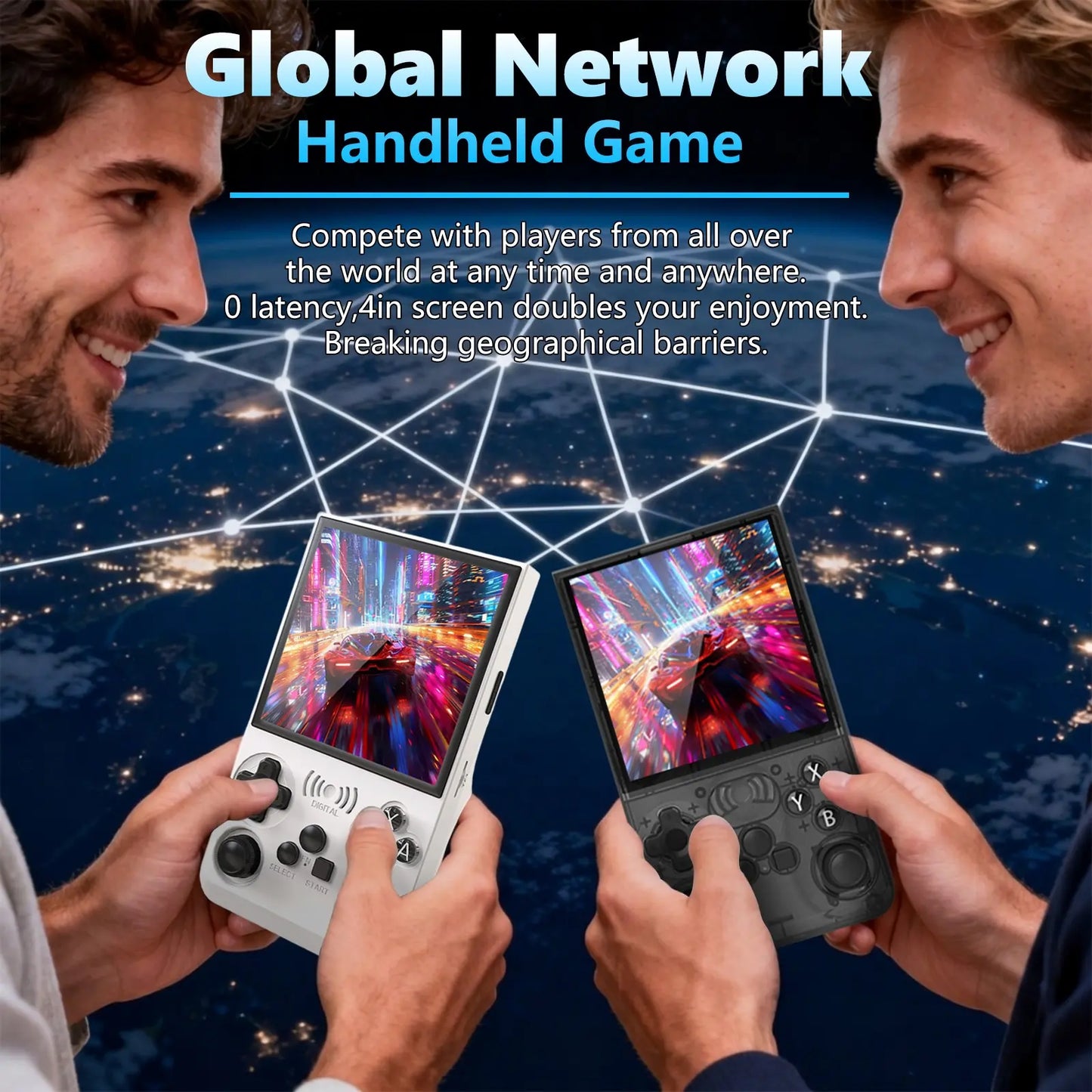 GAMINJA Online Handheld Game Console, 4-Inch HD Screen, 19+ Emulators, Online Battle & Game Download, 3500Mah Long Battery Life, Retro Portable Gaming Device, Portable Gaming System