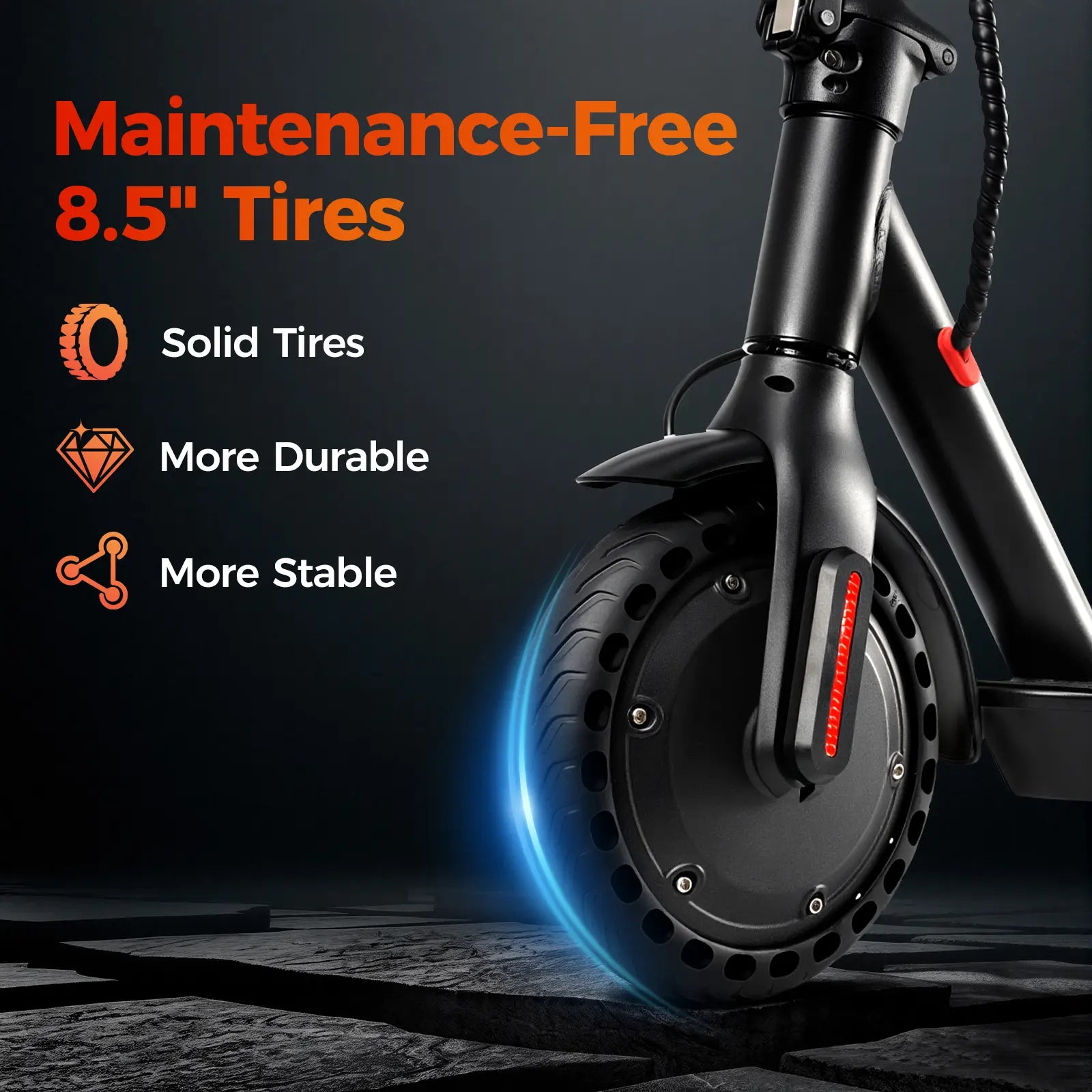 Electric Scooter, 19 MPH Max Speed, 21 Miles Range, 350W Motor, Long Range Battery, 8.5'' Solid Tires, Climbable, Dual Brakes, App, Foldable Portable Commuter Scooter, Perfect Gift for Adults Teens