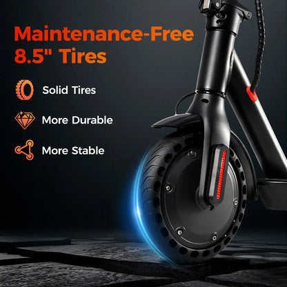 Electric Scooter, 19 MPH Max Speed, 21 Miles Range, 350W Motor, Long Range Battery, 8.5'' Solid Tires, Climbable, Dual Brakes, App, Foldable Portable Commuter Scooter, Perfect Gift for Adults Teens
