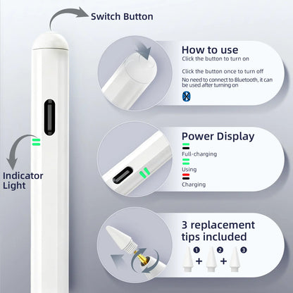Stylus Pen for Ipad Fast Charge with Palm Rejection Tilt Sensitivity Active Touch Screen Pencil Compatible with Ipad 6/7/8/9/10 Pro12.9&11 Air3/4/5 Mini5/6/7 Tiktokshopholidayhaul