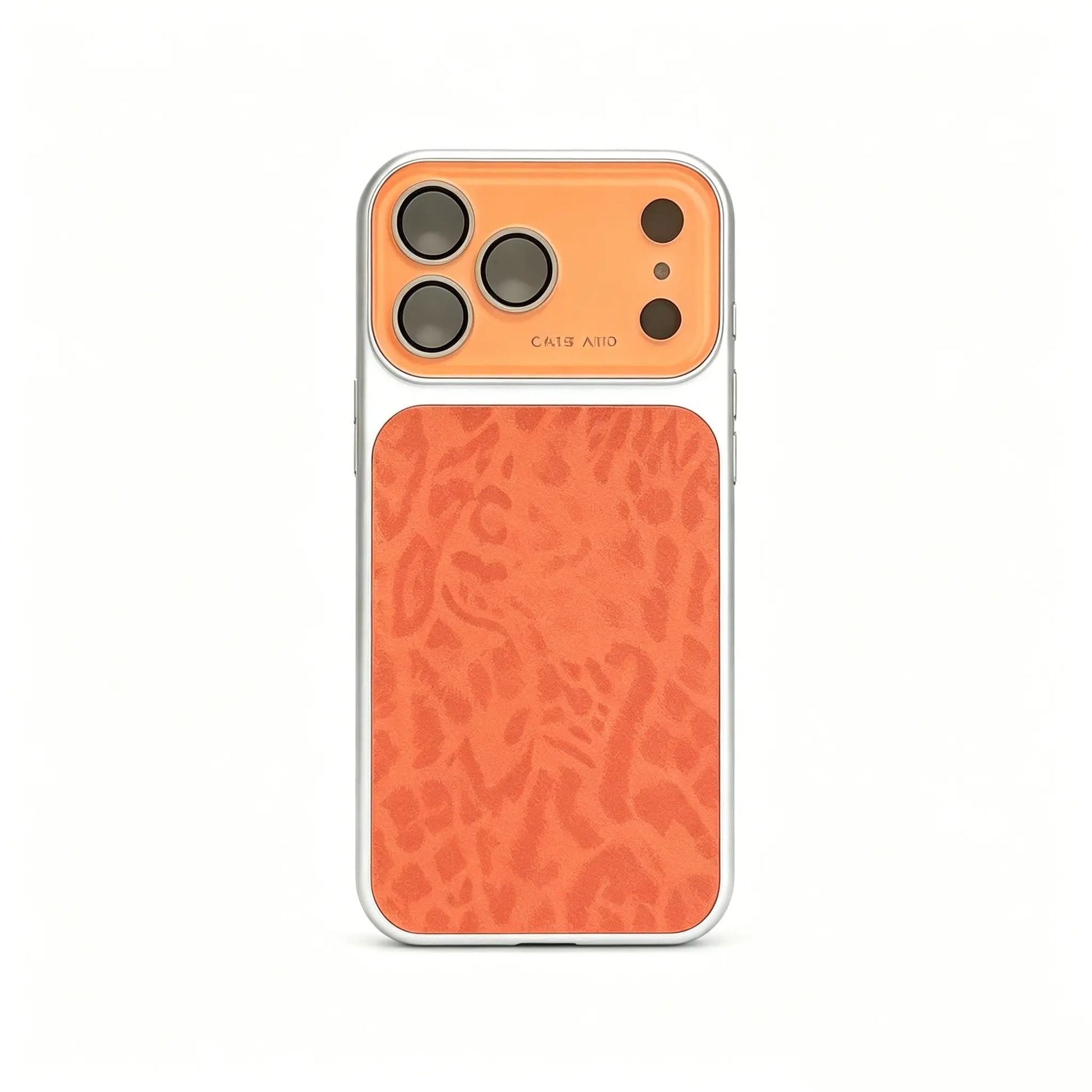 Luxury Leopard Print Large Viewfinder Phone Case for Iphone 14/15/16/17 Series, TPU+ Pcdual-Layer Shockproof Protective Cover with Anti-Scratch, Non-Slip & Full Camera Lens Protection, Stylish Orange Faux Suede Texture