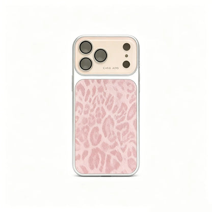 Luxury Leopard Print Large Viewfinder Phone Case for Iphone 14/15/16/17 Series, TPU+ Pcdual-Layer Shockproof Protective Cover with Anti-Scratch, Non-Slip & Full Camera Lens Protection, Stylish Orange Faux Suede Texture