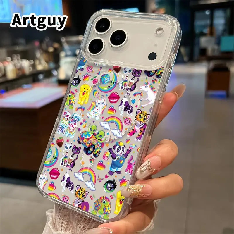 Whimsical Creature Fantasy Pattern Magnetic Phone Case for Iphone 17 16 Pro Max plus 15 14 13 12 11 Air E Anti-Yellowing Shockproof Lightweight Transparent Acrylic Large Hole Soft Cover Supports Wireless Charging