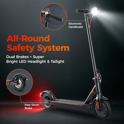 Electric Scooter, 19 MPH Max Speed, 21 Miles Range, 350W Motor, Long Range Battery, 8.5'' Solid Tires, Climbable, Dual Brakes, App, Foldable Portable Commuter Scooter, Perfect Gift for Adults Teens