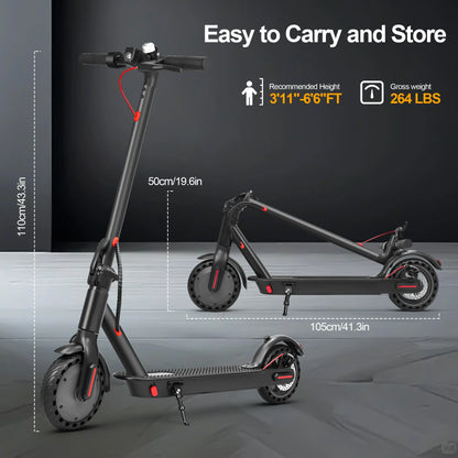 Electric Scooter, 19 MPH Max Speed, 21 Miles Range, 350W Motor, Long Range Battery, 8.5'' Solid Tires, Climbable, Dual Brakes, App, Foldable Portable Commuter Scooter, Perfect Gift for Adults Teens
