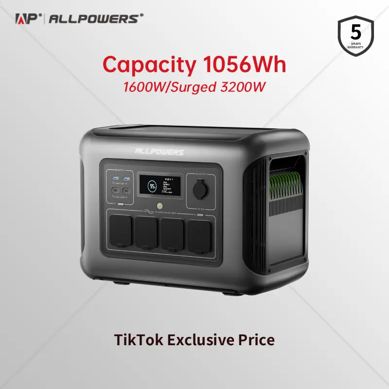 (2026 NEW)ALLPOWERS R1500 LITE Portable Power Station 1056Wh,Fast Charging,Lifep04 Battery,Suitable for Outdoorcamping,Rv,Home Backup Power Station Solar Generator