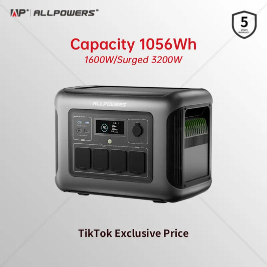 (2026 NEW)ALLPOWERS R1500 LITE Portable Power Station 1056Wh,Fast Charging,Lifep04 Battery,Suitable for Outdoorcamping,Rv,Home Backup Power Station Solar Generator