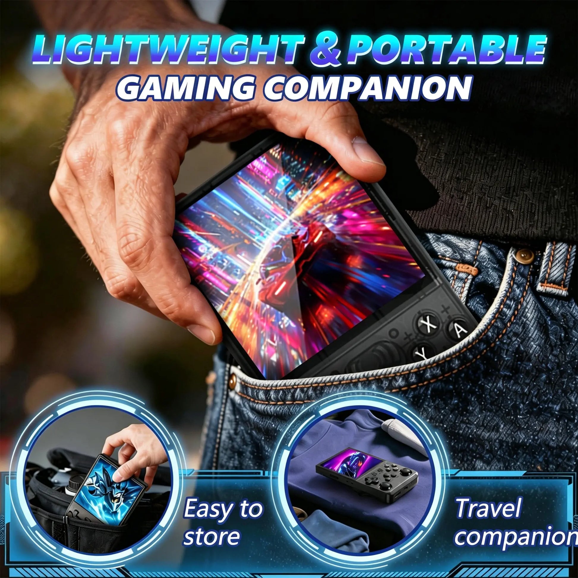 GAMINJA Online Handheld Game Console, 4-Inch HD Screen, 19+ Emulators, Online Battle & Game Download, 3500Mah Long Battery Life, Retro Portable Gaming Device, Portable Gaming System